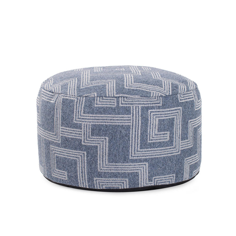 Petit pouf intérieur / extérieur Zevyn Syros Natural, Bleu