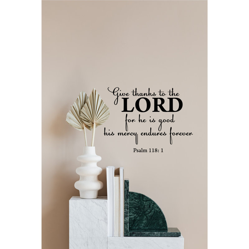 Décalcomanie murale "Versons le psaume 118: 1" de la Bible - verset biblique - citation inspirante en vinyle - idéal pour la maison, l'église ou le bureau - art mural spirituel amovible