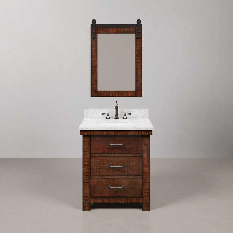 Aberdeen 30" Bath Vanity with Mirror, Rustic Sierra, Carrara White