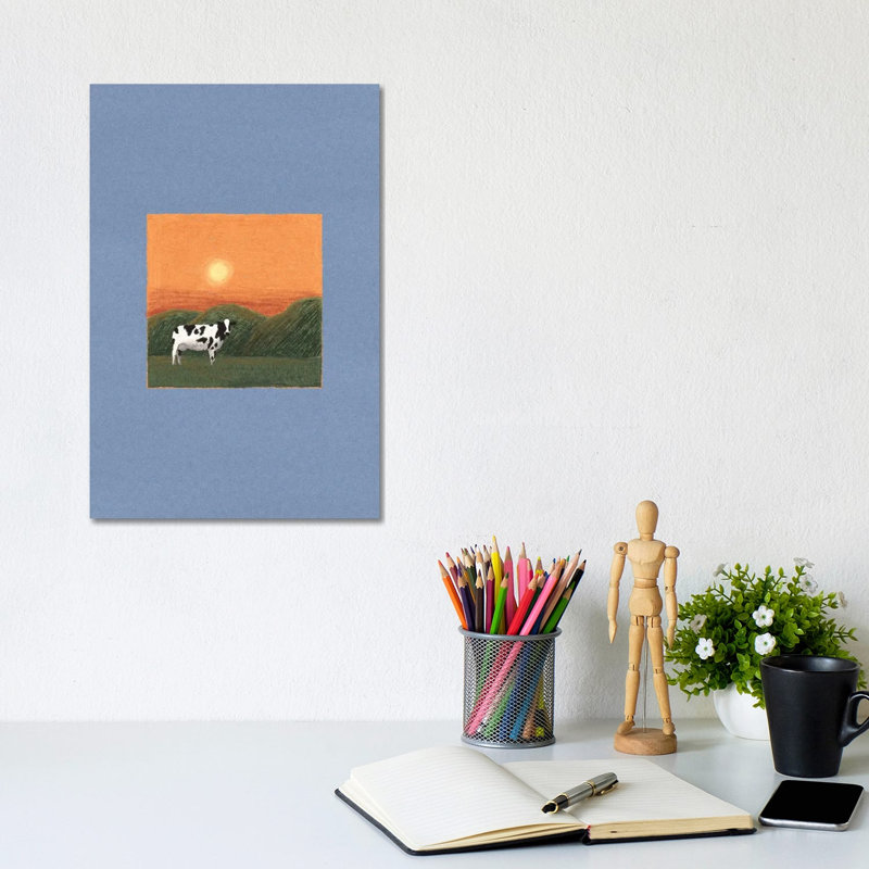 «Lonely Cow», reproduction d'art sur toile tendue, H 8 po x l 12 po, Toile tendue, Ne s’applique pas