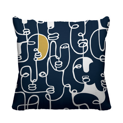 Evie Abstract Continous Line Face Minimalist Indoor Throw Pillow