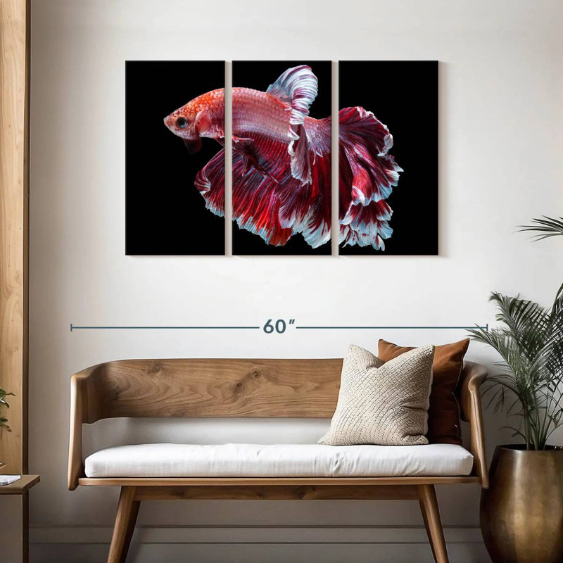 Brampt Red And White Betta Fish, 28" H x 45" W