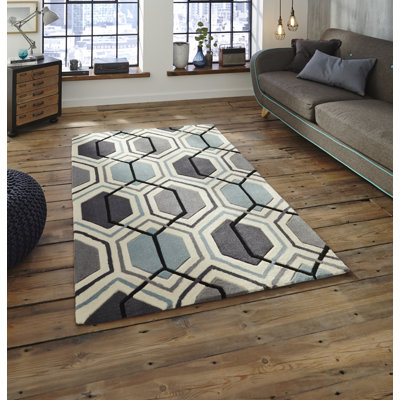 Altigarron area rug Hand Tufted Rectangle Grey/Blue