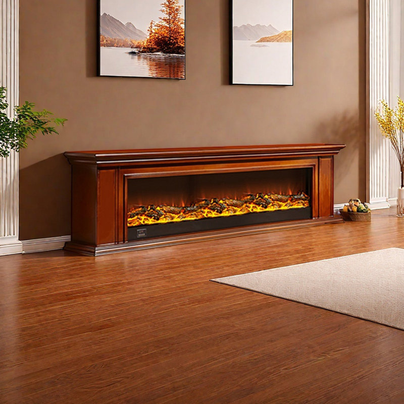 Meuble télé American Fireplace, Brun, 78.74"