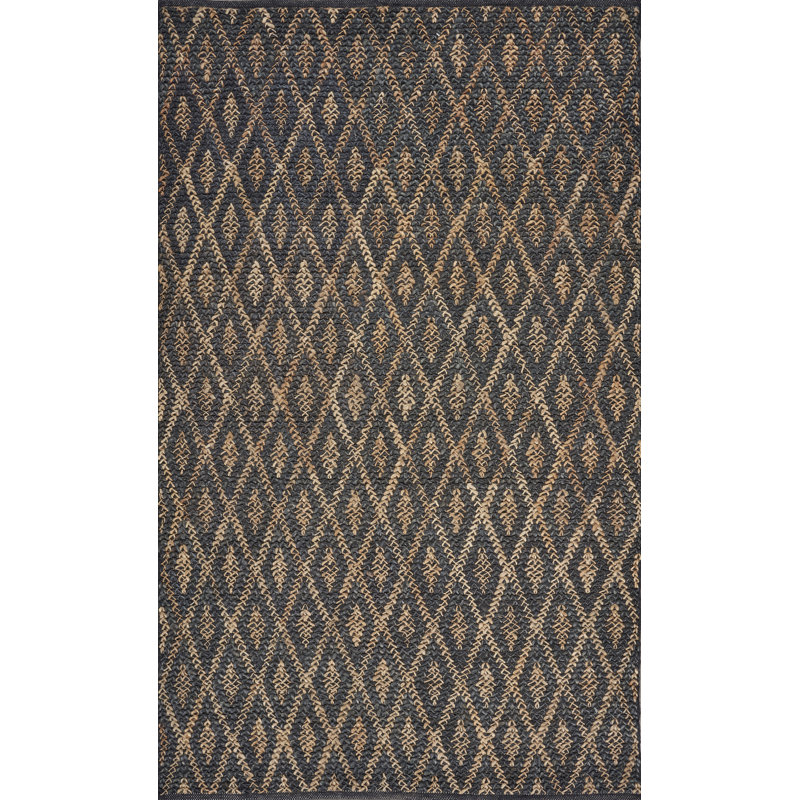 Tapis noir tissé à la main Caimru, 4 pi x 6 pi