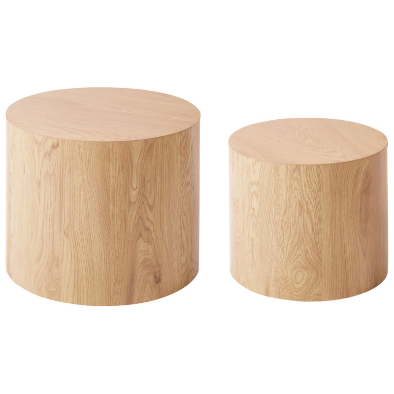 MANTI MDF Pedestal Table Set , Brown, Light  Brown Wood