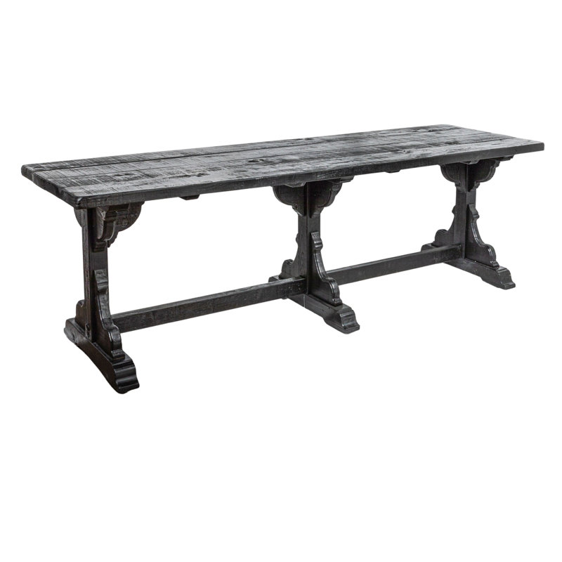 Table en bois de pin récupéré Virginia avec trussel, noir, Noir, noir, noir, noir