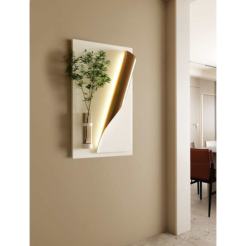 Décoration murale de plantes crémeuses en pot hydroponique vert, H 30,31 po x l 19,69 po x P 1,57 po