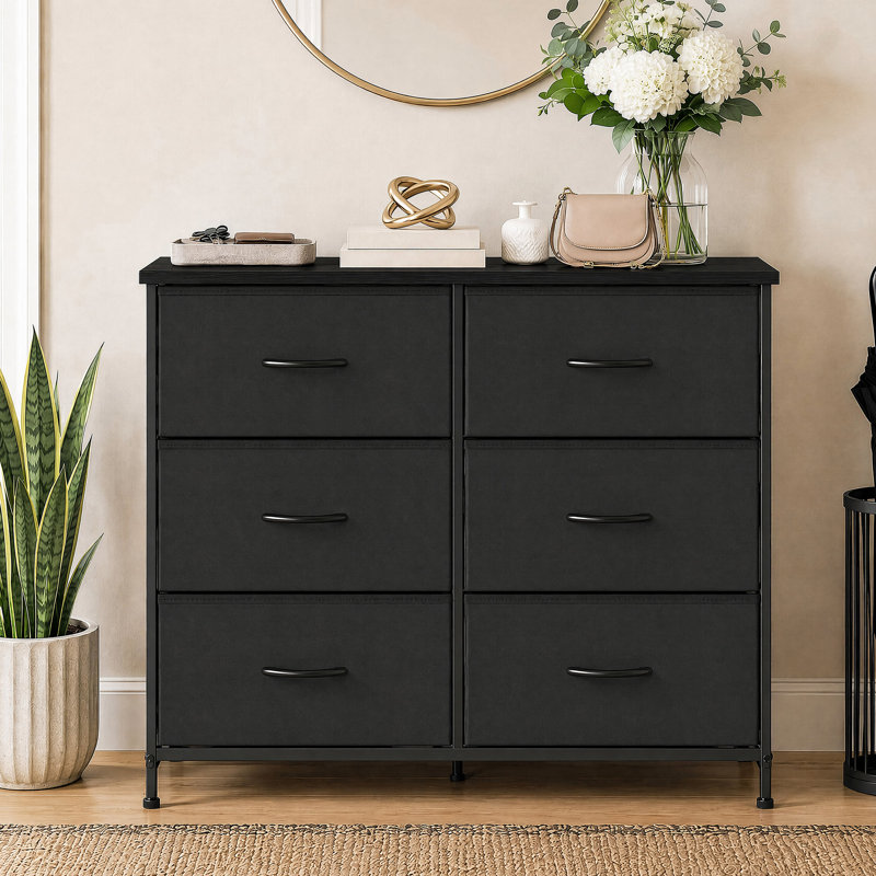 Metal 6 - Drawer Dresser, Black