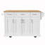 Grand îlot de cuisine de 54 pouces avec abattant en bois d'hévéa, chariot de cuisine à roulettes à texture gaufrée sur 4 roues avec 4 portes et 3 tiroirs, îlot de cuisine avec rangement pour la cuisine, la salle à manger, blanc-290040647