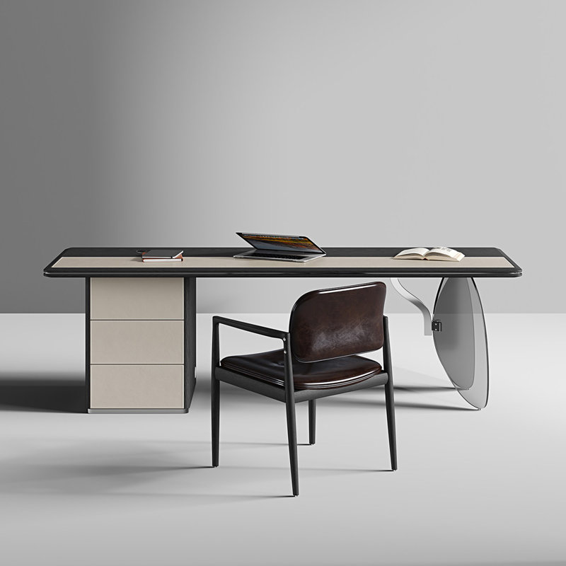 Minimalist Creative Irregular Leg Study Computer Desk, Multi-functional Writing Table with Drawer Storage