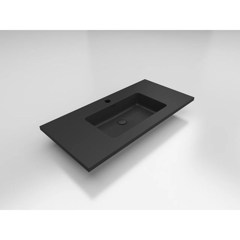 Moore39" black integrated Bathroom Sink wiht overflow