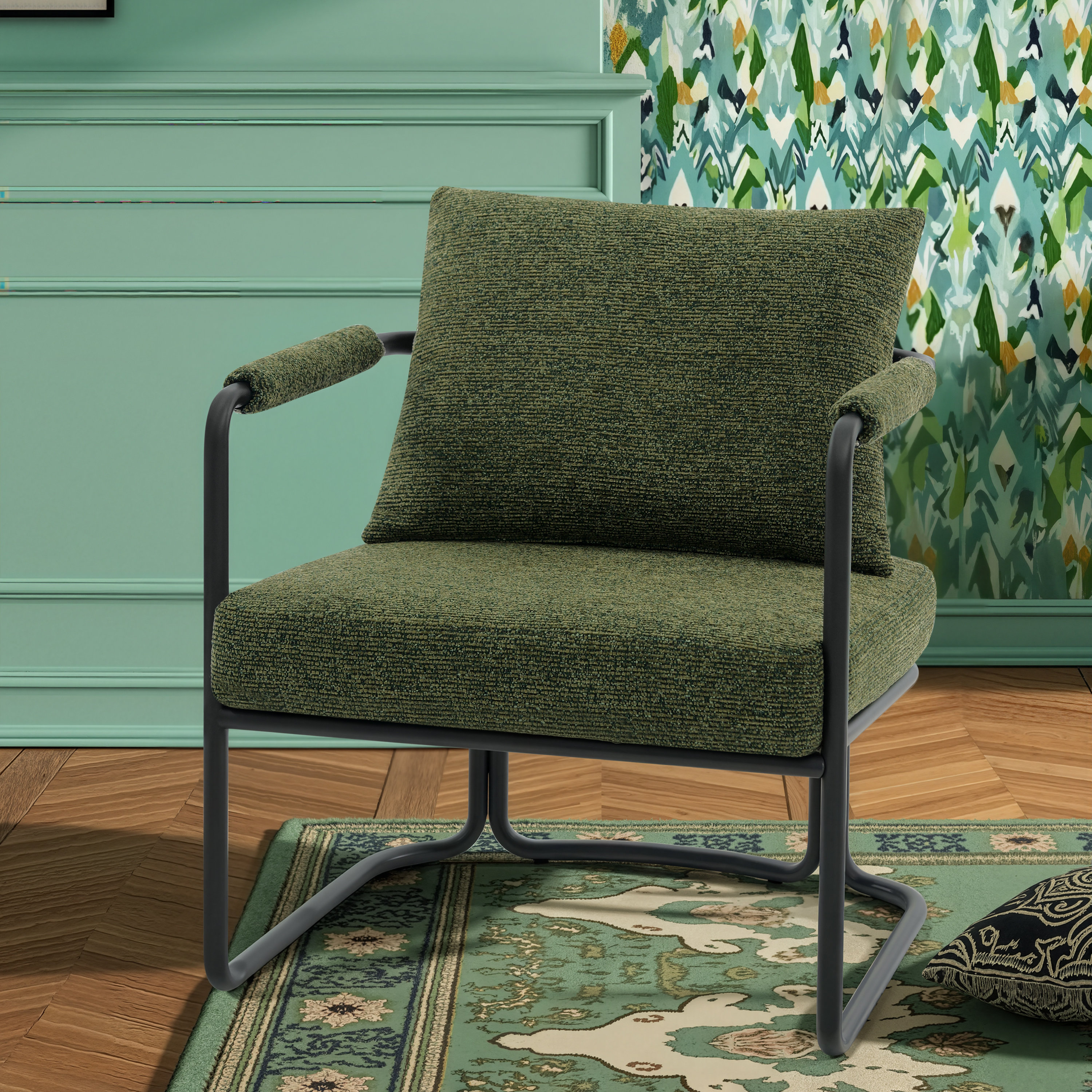 Ebern Designs Mid-century Modern Upholstered Accent Chair With Ultra ...