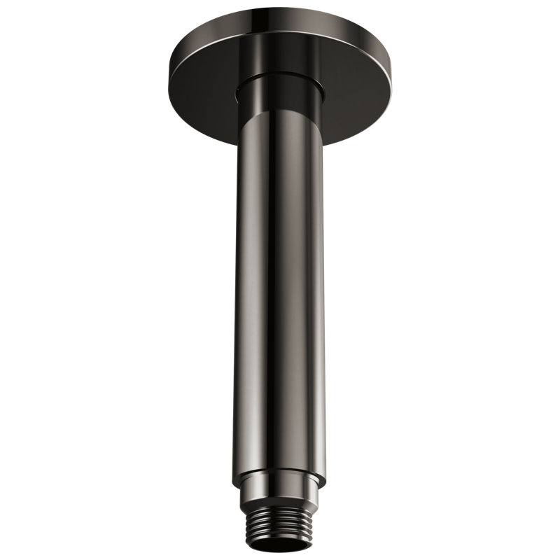 Kintsu® 6" Dual Waterway Ceiling Mount Shower Arm and Round Flange, Brilliance Black Onyx
