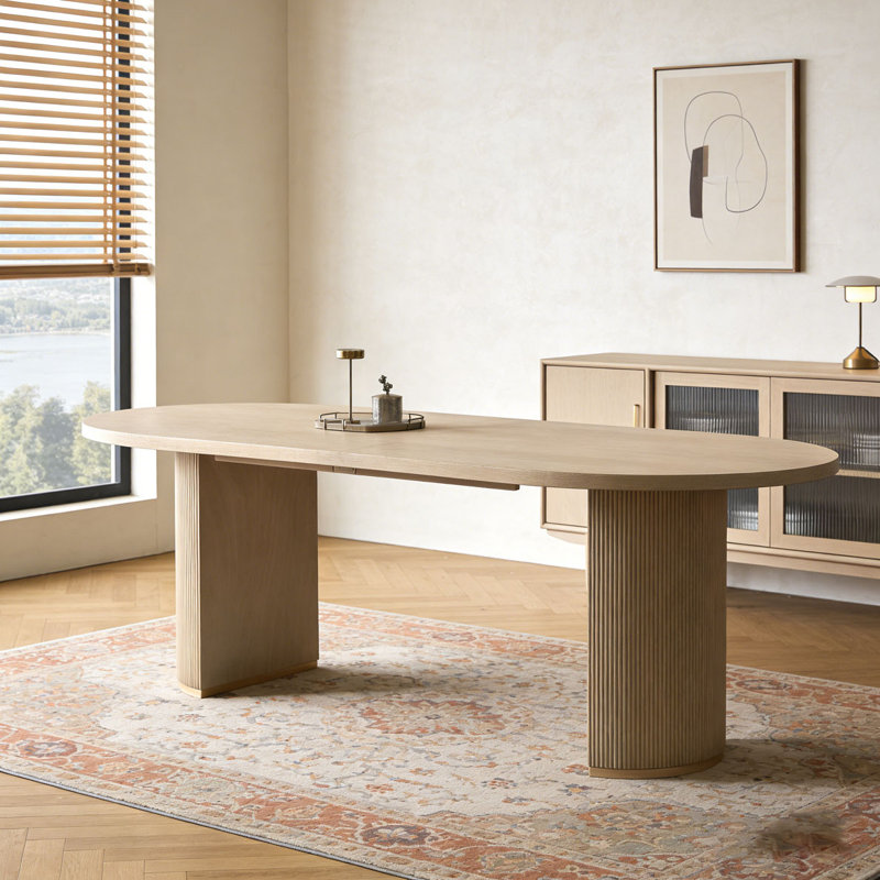 Oval Dining Table Double Pedestal, Natural