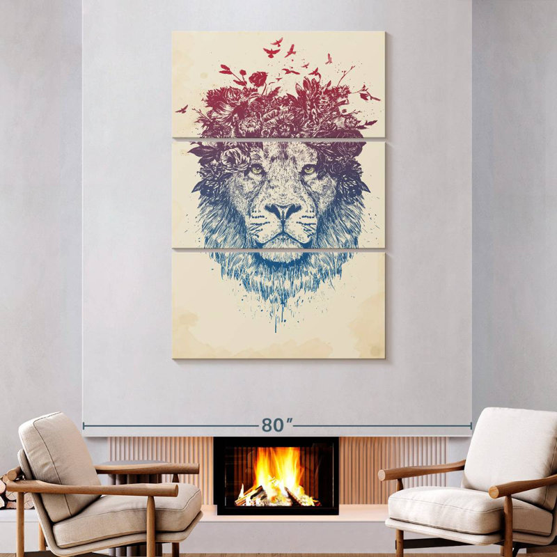 Brampt Floral Lion, 74" H x 48" W