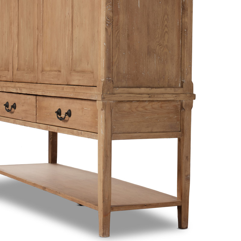 4 - Door Solid Wood Armoire, Aged Light Pine