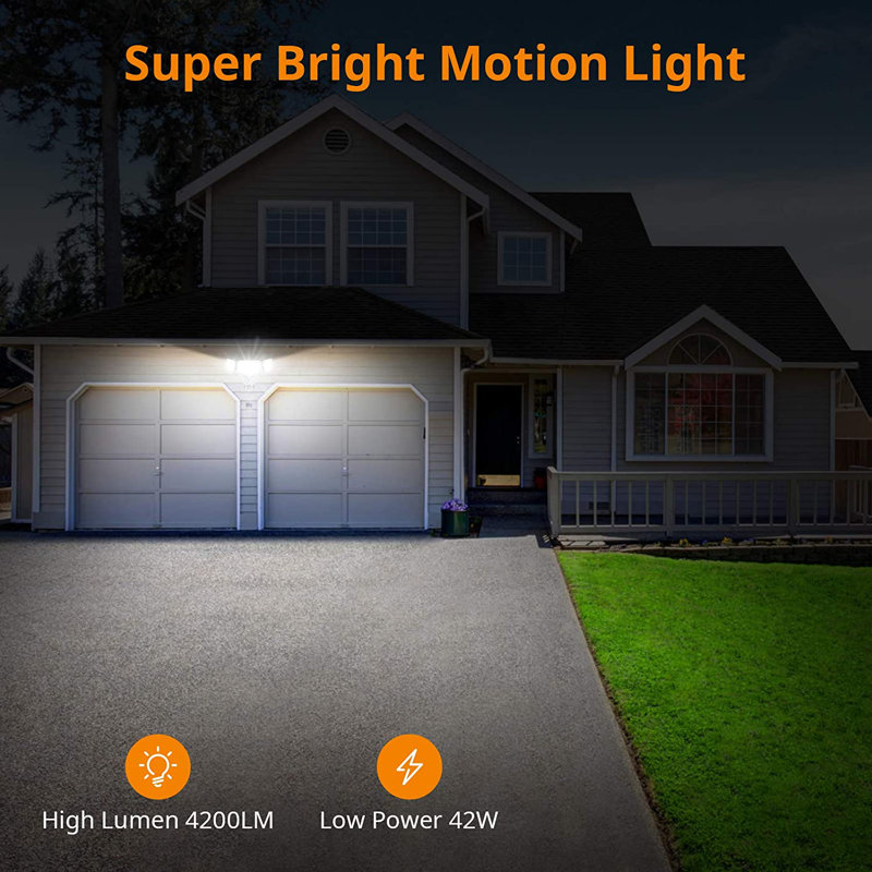 42-Watt LED Outdoor Security Flood Light With Motion Sensor, White