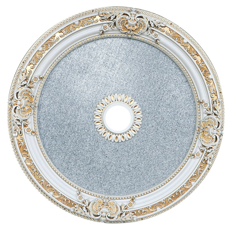 Rond médaillon de plafond rond argenté, Blanc antique / Argent