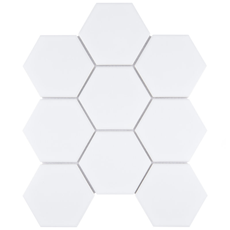 Metro Super 4" Hex Matte White 10" x 11-1/2" Porcelain Mosaic Tile