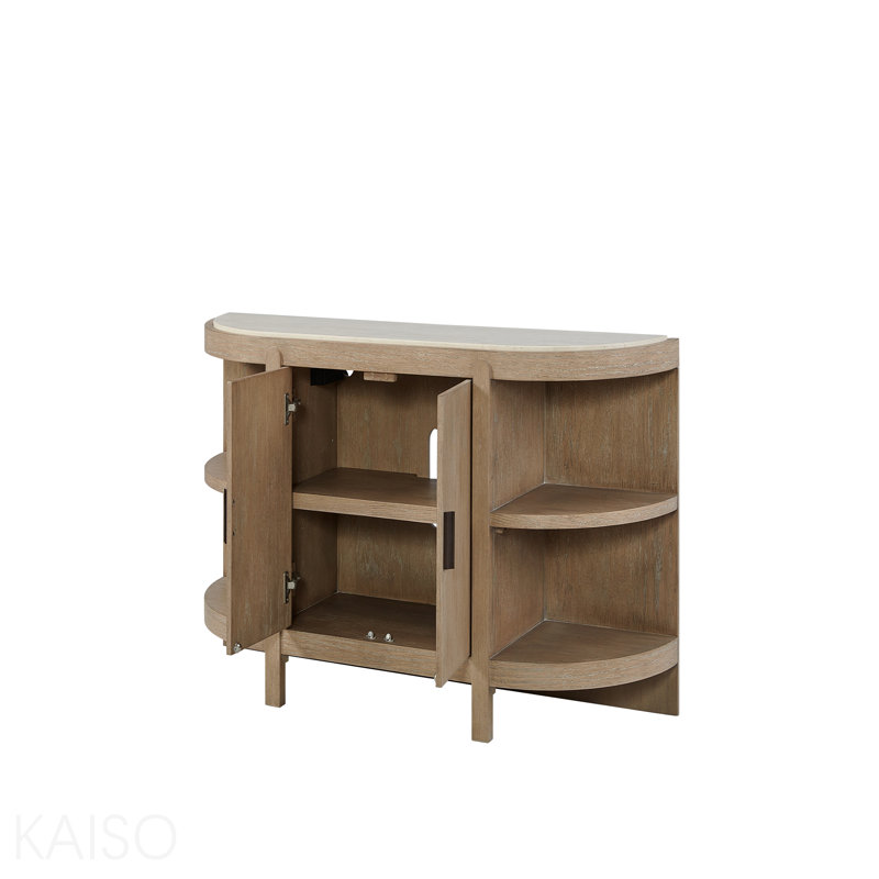Console courbée à 2 portes avec plateau en marbre