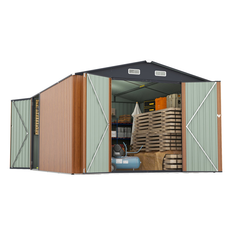 Remise de rangement extérieure avec portes et évents verrouillables pour patio et jardin