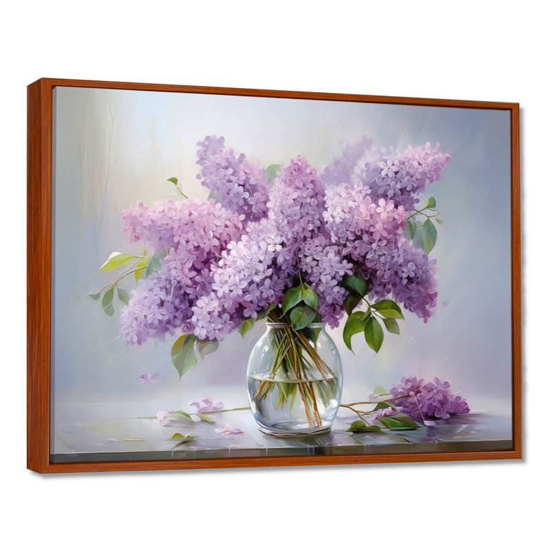 Lilacs Romantic Impression III - Lilacs, reproduction d'art sur toile, H 34 po x l 44 po, Reproduction avec cadre flottant