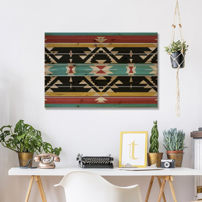 Motif tribal noir, rouge et bleu
