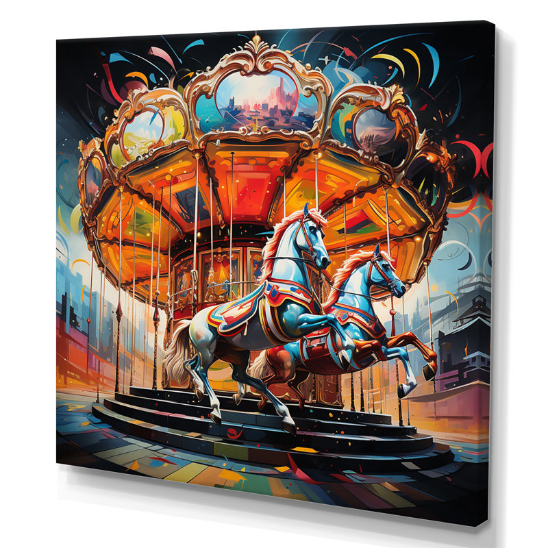 Carousel Horses I - Carousel Canvas Print, H 16 po x l 16 po x P 1 po, Toile tendue