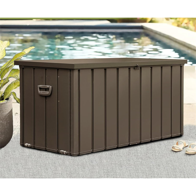 150 Gallon Outdoor Storage Deck Box Waterproof, Dark Brown, 25.79" H x 54.33" W x 29.57" D