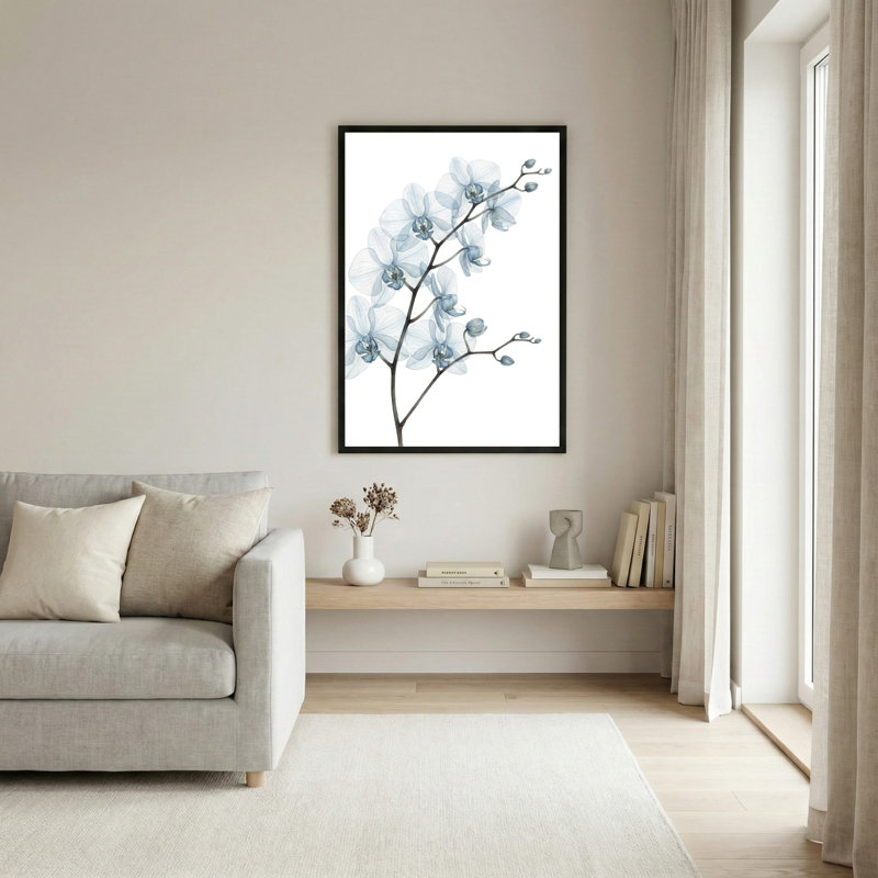 Ensemble de 1 tableau mural aquarelle florale Orchidée bleue, H 36 po x l 24 po