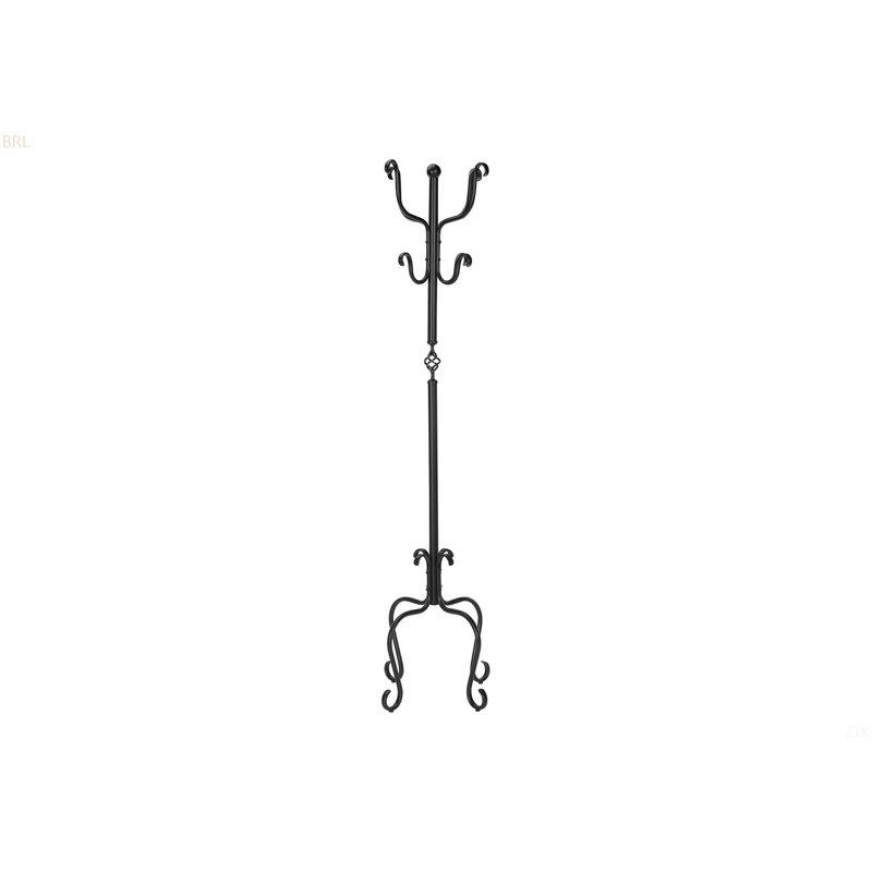 Coat Rack, Hall Tree, Free Standing, 8 Hooks, Entryway, 74"H, Bedroom, Black Metal, Transitional