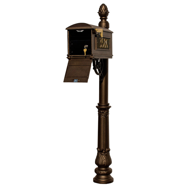 Boîte aux lettres avec poteau Lewiston, Bronze, Oui