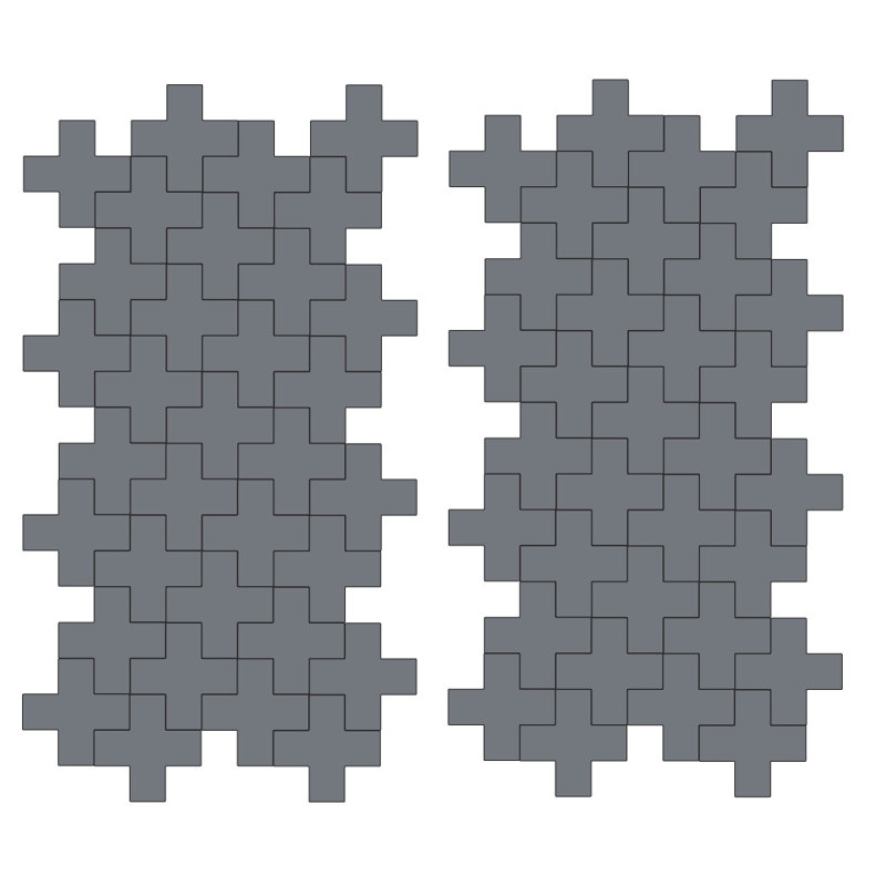 Décalcomanie murale à motifs croisés suisses, Gris orage, H 3 po x l 3 po x P 0,01 po