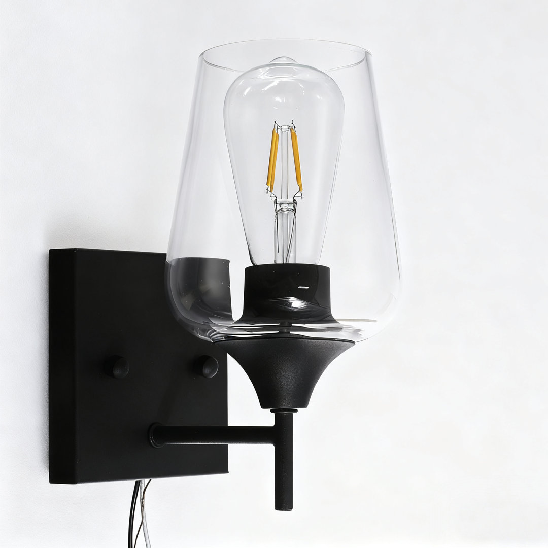 Herriman Iron Armed Sconce Ebern Designs Shade 