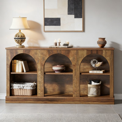 Console 63 po, table d'entrée et de couloir à 3 niveaux avec rangement 63 po