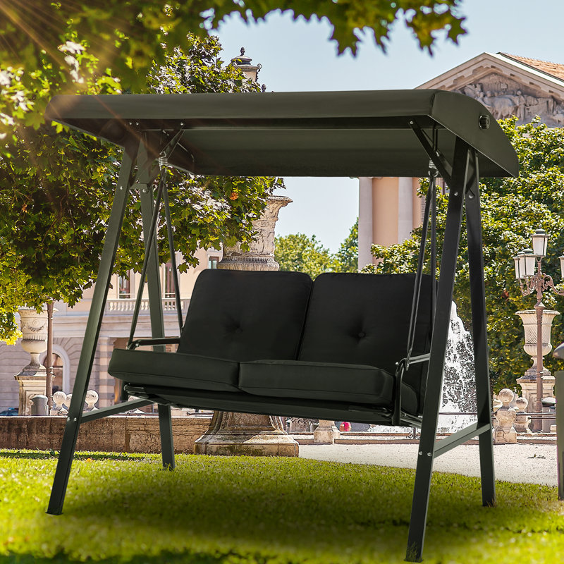 2 Person Porch Swing with Canopy, Black