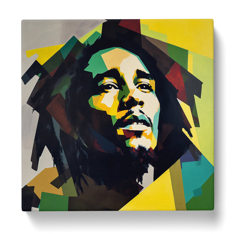 Bob Marley Suprematism - Wrapped Canvas - Framed Print, 50cm H x 50cm W x 3cm D