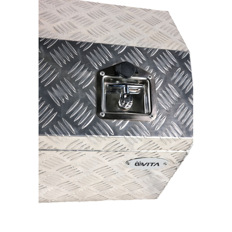 Boîte à outils en aluminium robuste pour remorque avec verrou (44 po x 15 po x 15 po), Argent argent