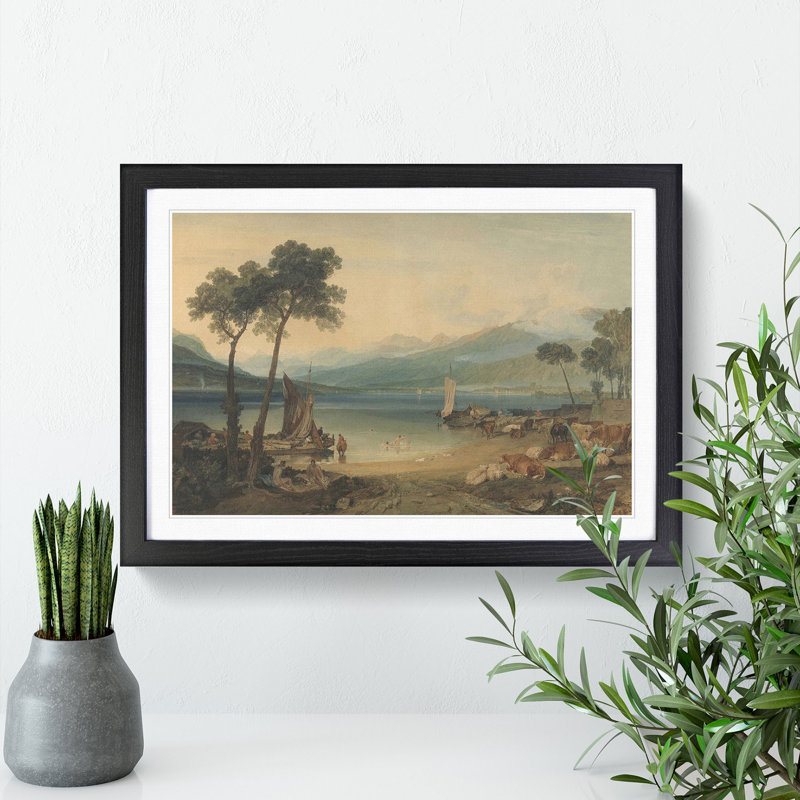 Lake Geneva by Joseph Mallord William Turner - Picture Frame Painting, 27cm H x 36cm W x 2cm D, Black Framed
