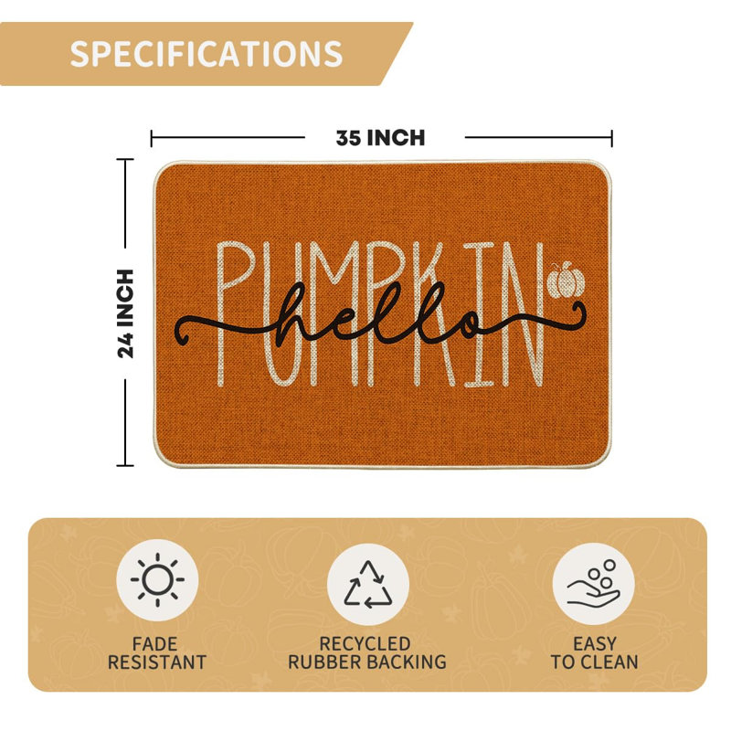 Paillasson orange automne 24x35 pouces