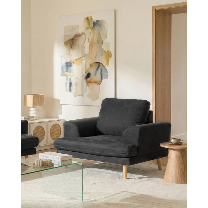 Taris Upholstered Fabric Armchair, Black