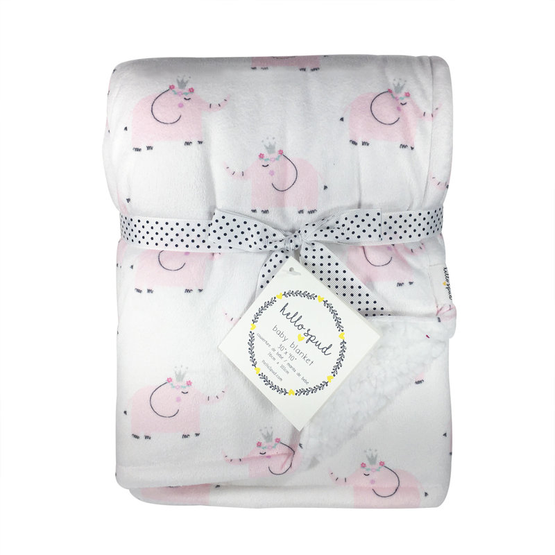 Couverture en peluche éléphant, Rose / blanc