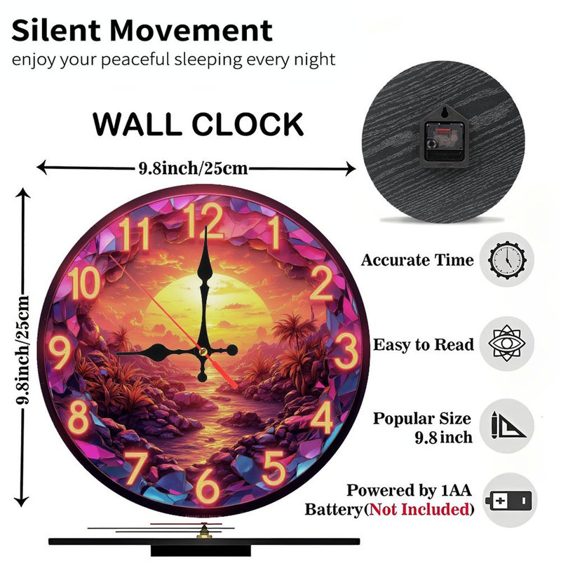 Horloge au coucher du soleil