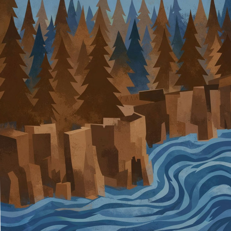 Rideaux de douche Pine River, L 70 po x H 84 po, Brun foncé / bleu moyen