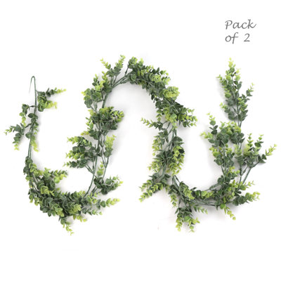 Set Of 2 6' Tall Realistic Eucalyptus Garland - Artificial Greenery Decor