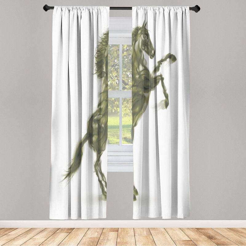 Microfiber Floral Semi-Sheer Rod Pocket Curtain Panels, 28" W x 63" L, Light Yellow/White