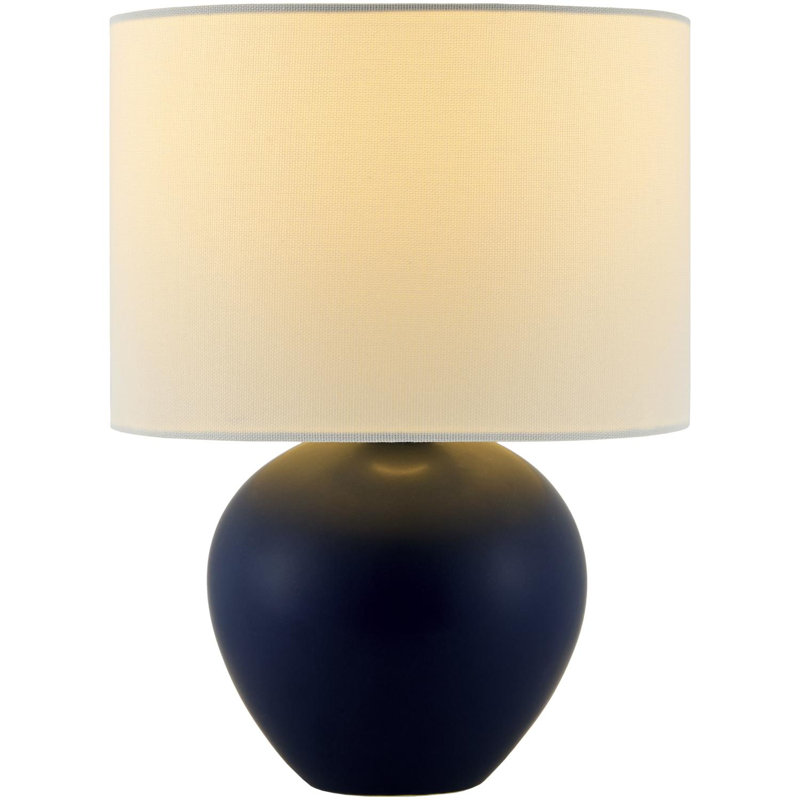 Ceramic Table Lamp with Linen Drum Shade, Navy