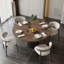 Table de salle à manger moderne en bois massif avec plateau en noyer foncé-331333727-322420157
