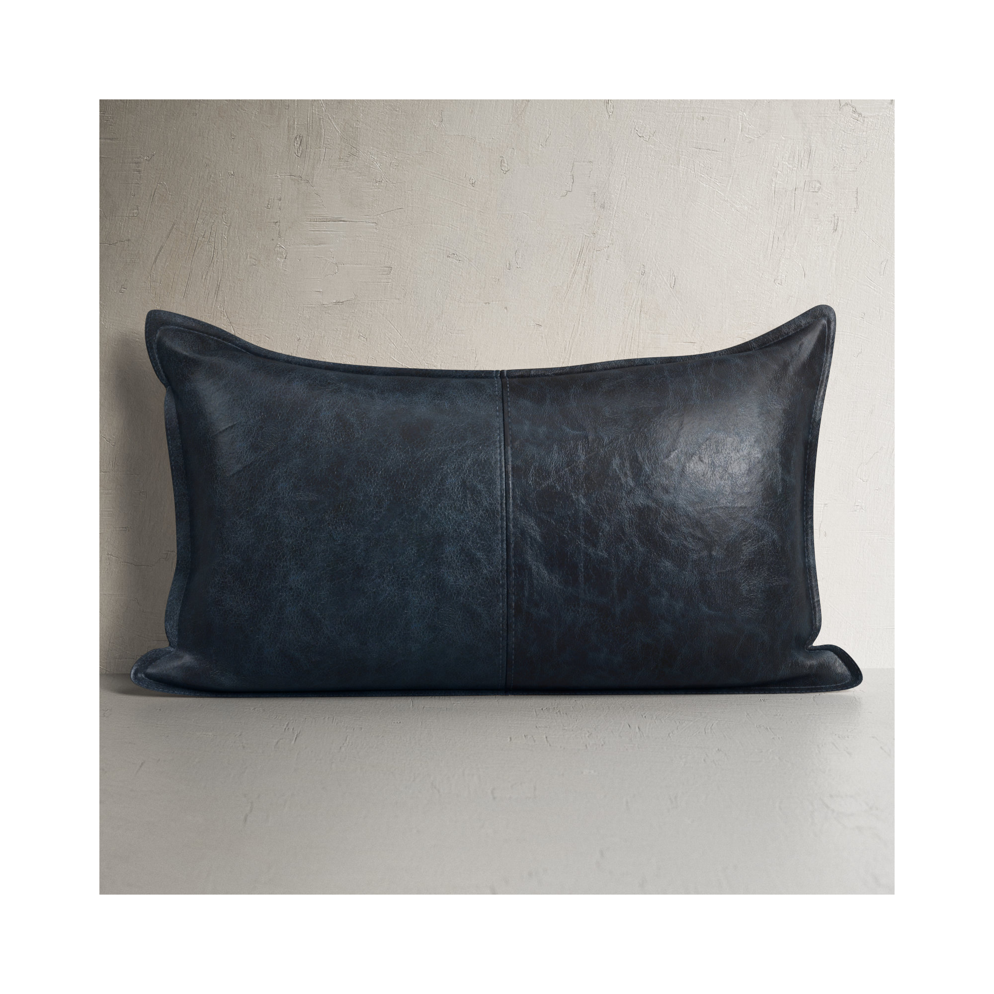 Cutler Leather Accent Pillow, Nightfall Blue, Rectangular, 14" x 26"